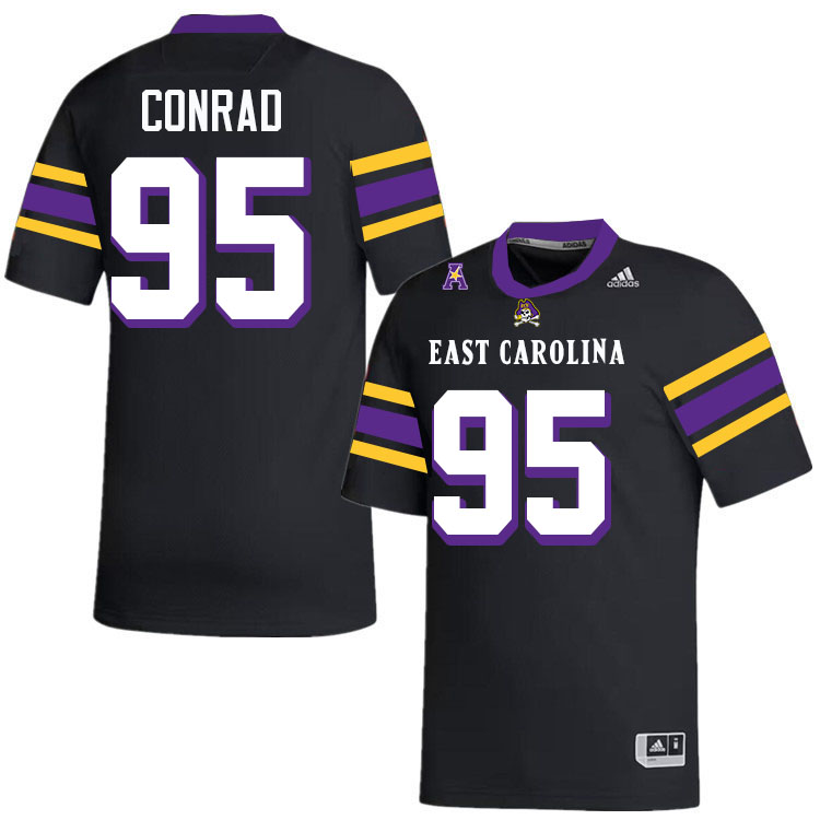 Andrew Conrad ECU Jersey,East Carolina Pirates #95 Andrew Conrad Jersey Youth College-Black 2024